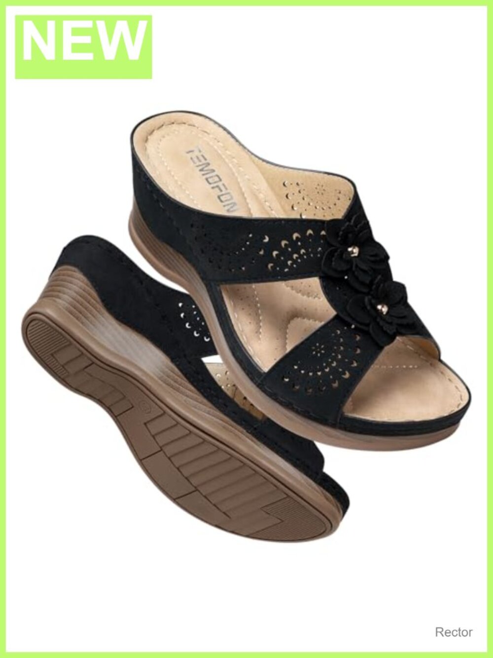 Womens Wedge Sandals Leather Open Toe Slip On Comfortable Walking Shoes